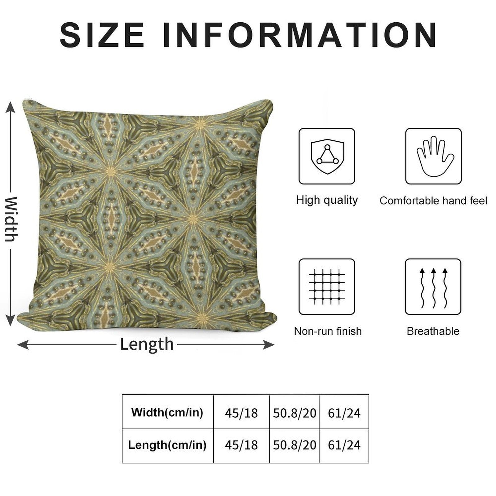 Antique Gold Bead, Sage Green Wash - Vintage Bold KaleidoSnap Soft Anti-Pilling Throw Pillow