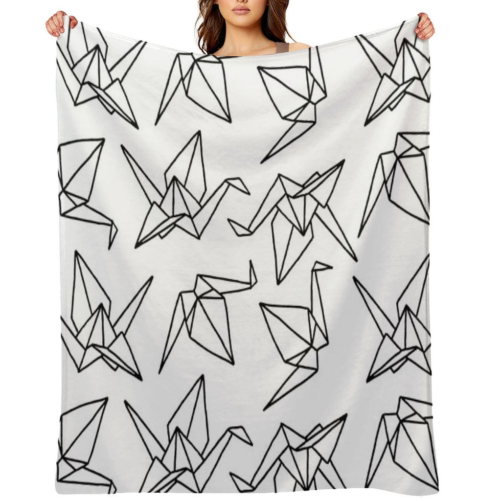 Origami Cranes  Paper Folding  Black And White  Birds Multi-functional Throw Blanket