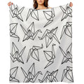 Origami Cranes  Paper Folding  Black And White  Birds Multi-functional Throw Blanket