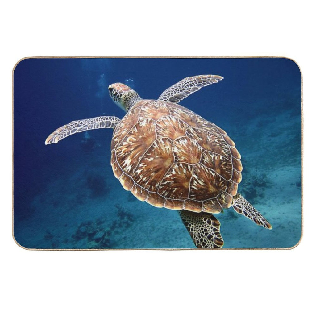 Blue Ocean Sea Turtle - Summer Sea Swimming  Turtle  Fade-Resistant Bath Mat