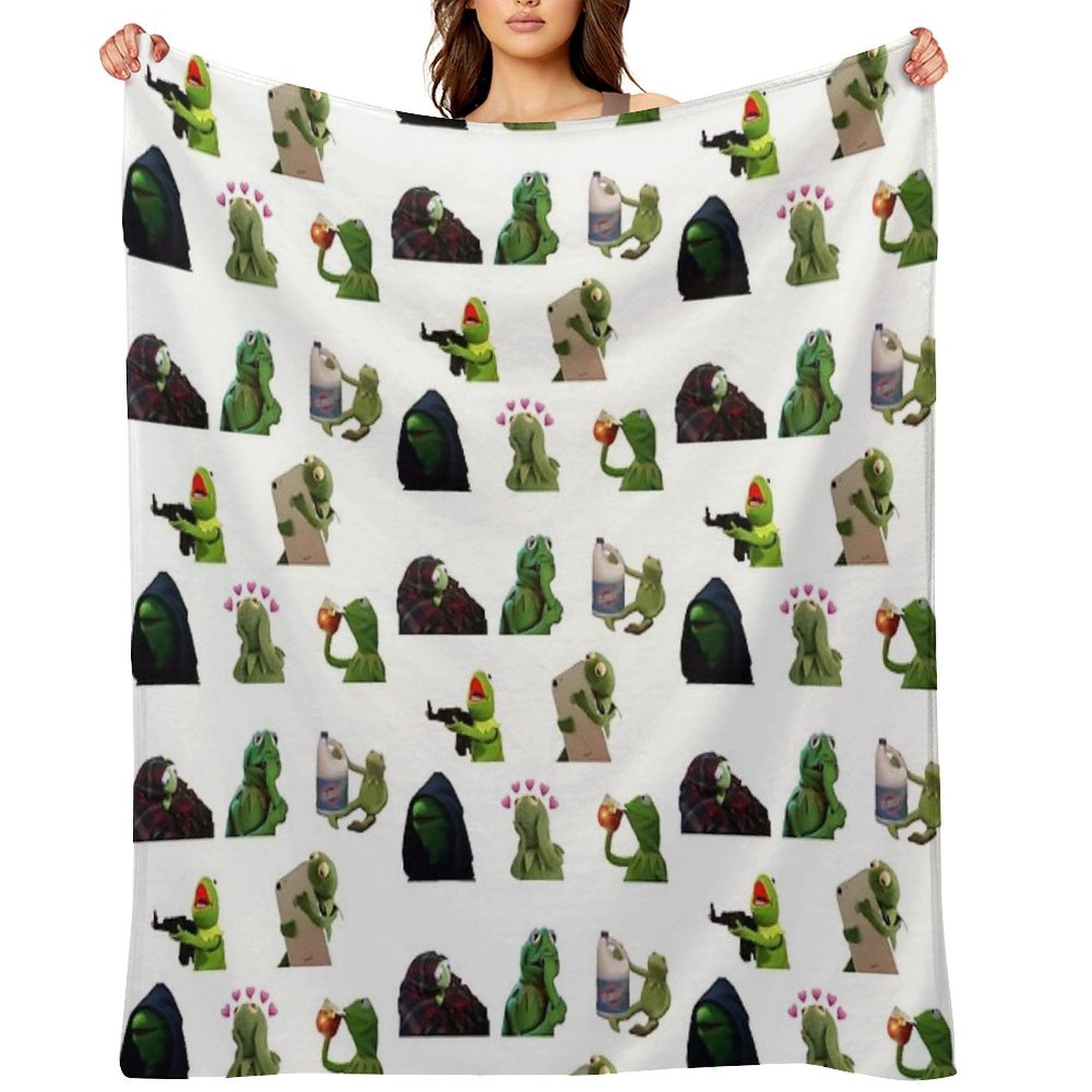 Kermit Meme Sticker Pack Shrink-resistant Throw Blanket