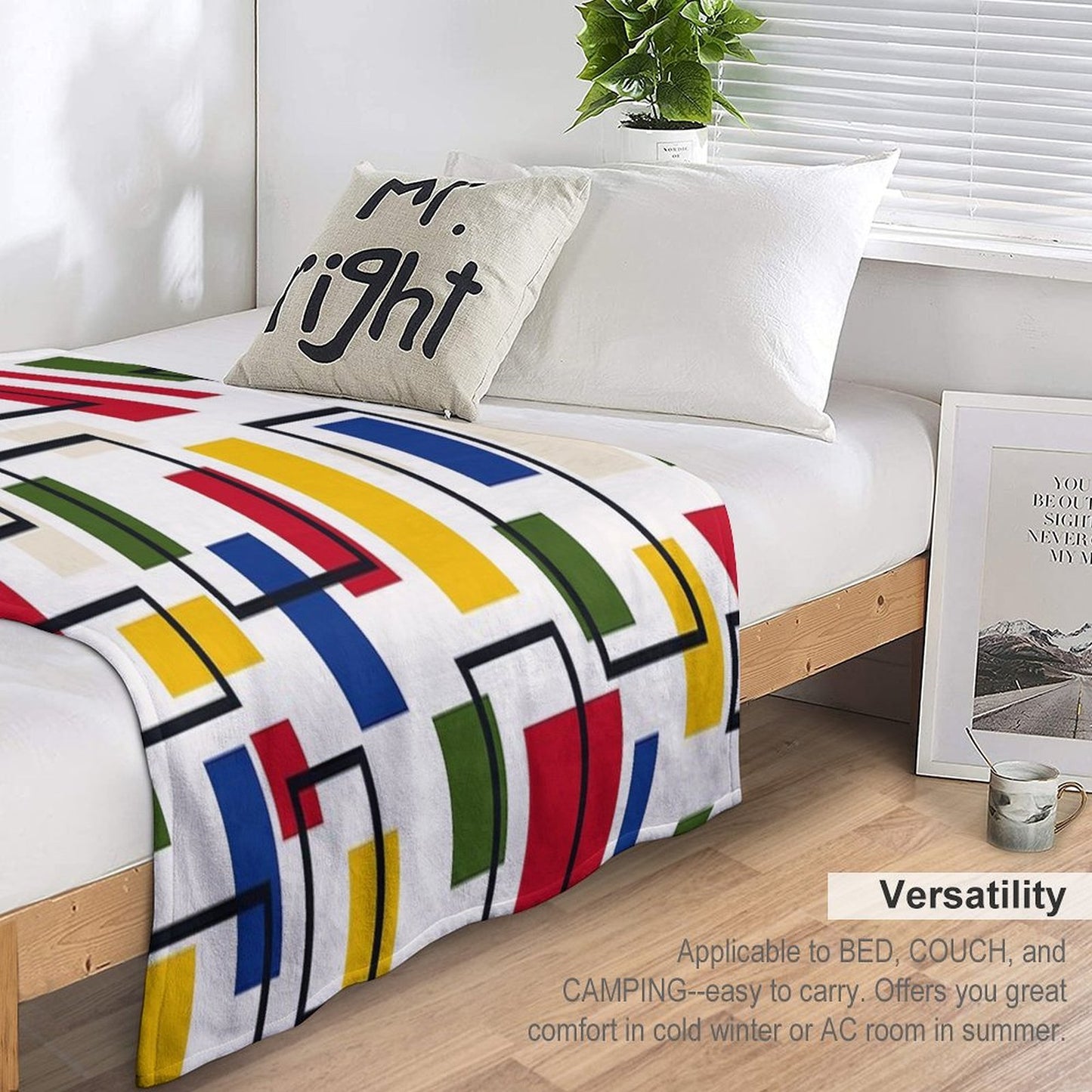 Mondrian Style Sustainable Throw Blanket