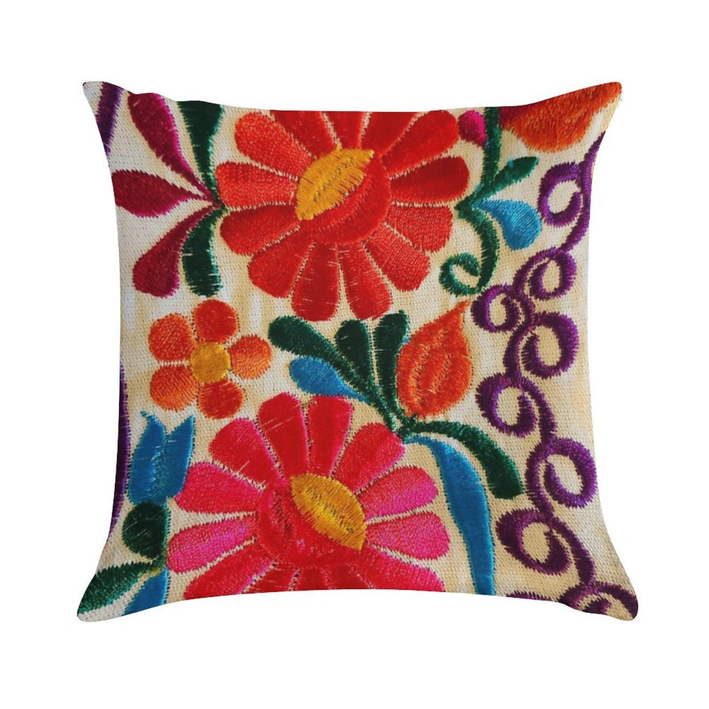 Mexico's Flowers Soft Short Plush Fabric Throw Pillow