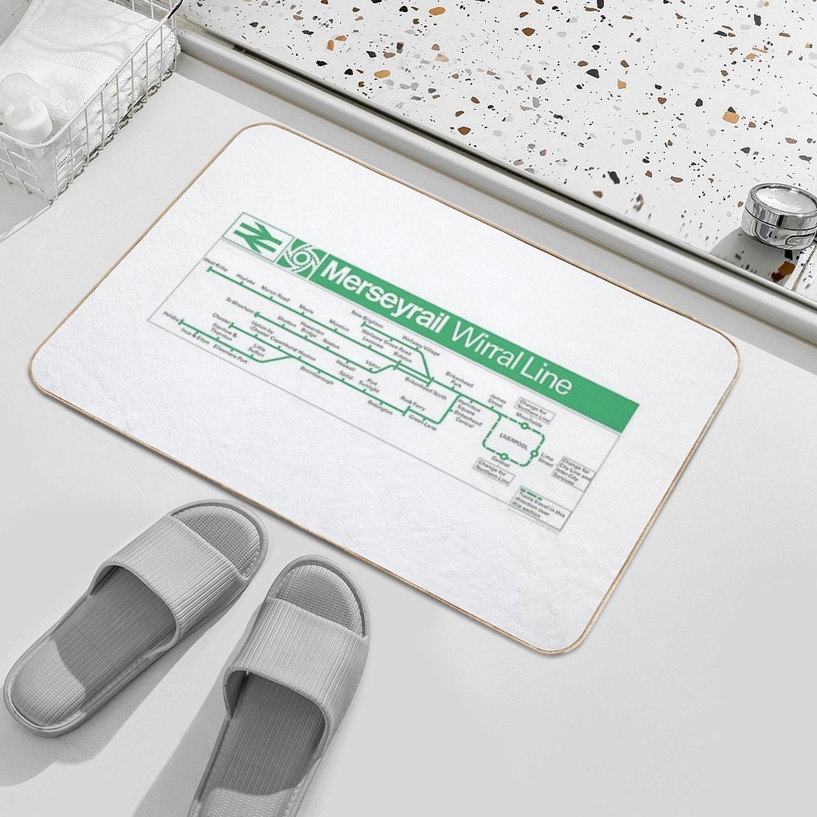 Merseyrail Wirral Line Carriage Map 1978  Toxin-Free Bath Mat