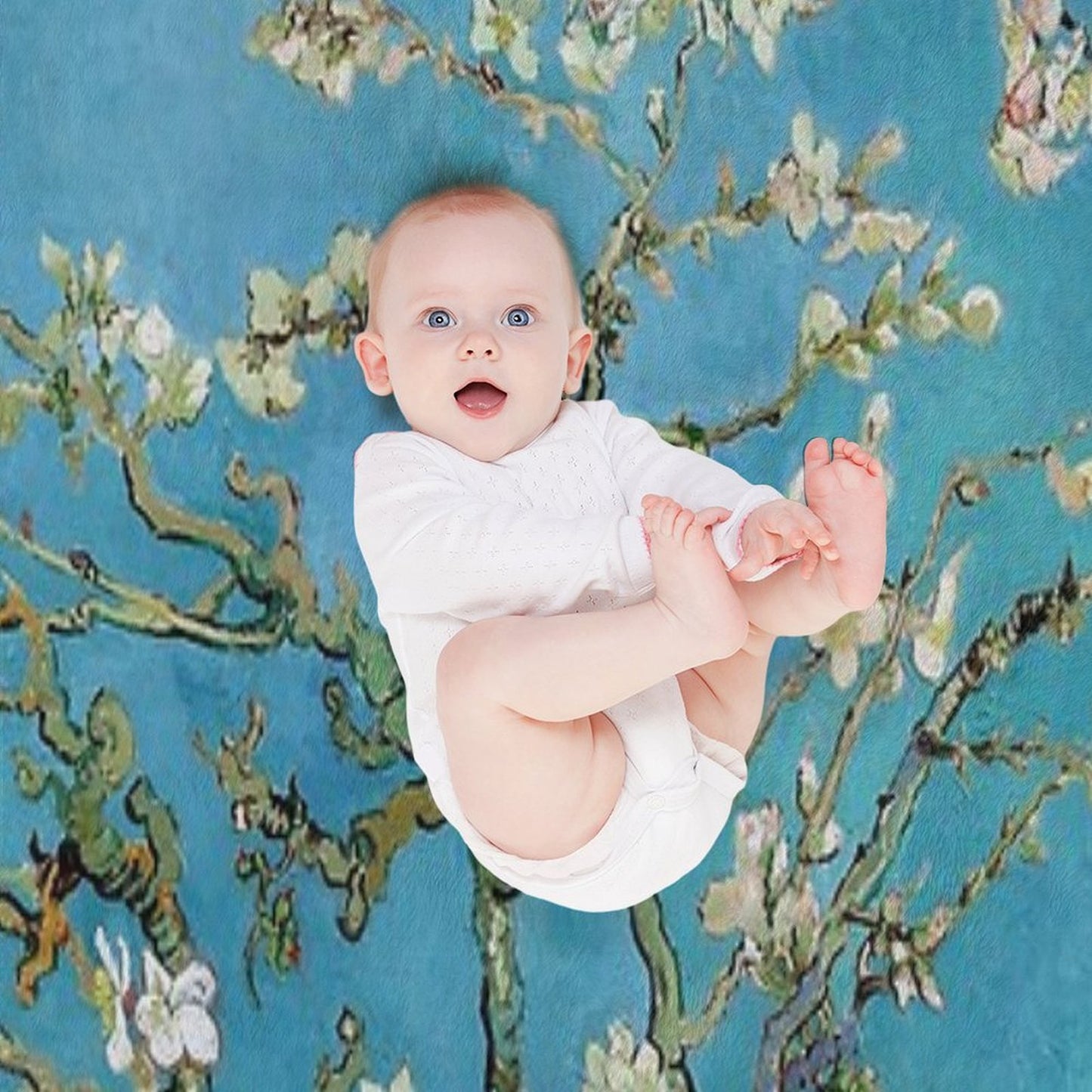 1890-Vincent Van Gogh-Almond Blossom-73.5x92 Versatility Throw Blanket