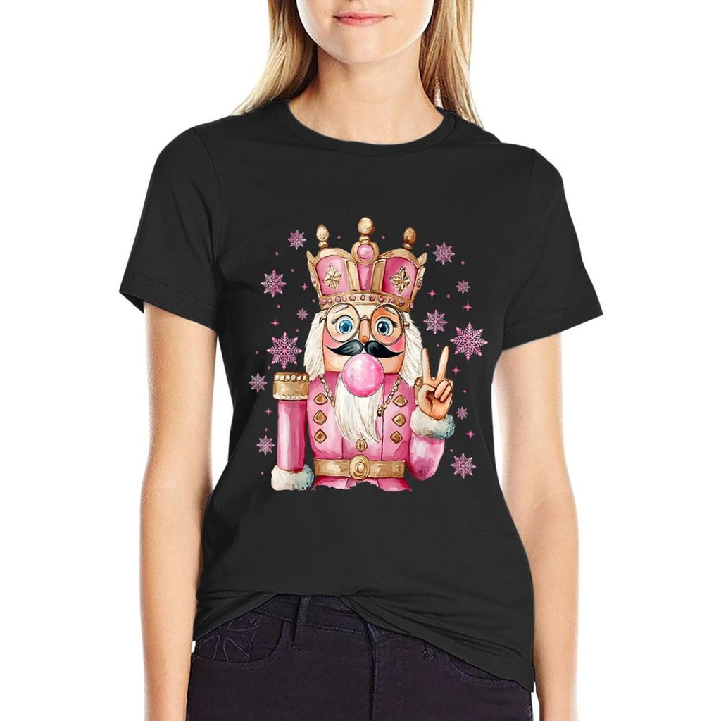 Cute Pink Nutcracker Blowing Bubble Christmas Girly Pajamas  Moisture-wicking T-Shirt