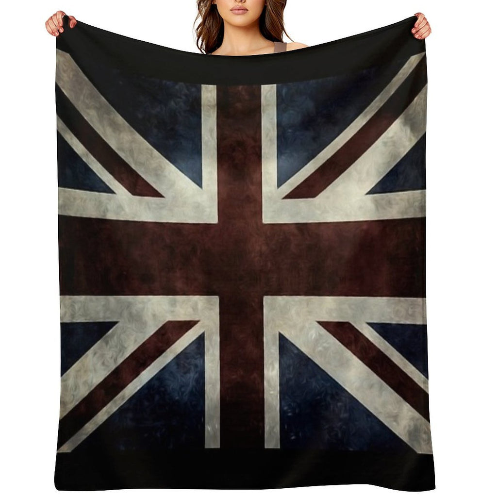 A Grunge Looking Distressed Union Jack Uk Version Machine-washable Throw Blanket