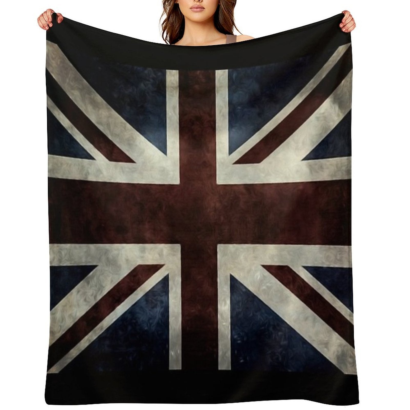 A Grunge Looking Distressed Union Jack Uk Version Machine-washable Throw Blanket