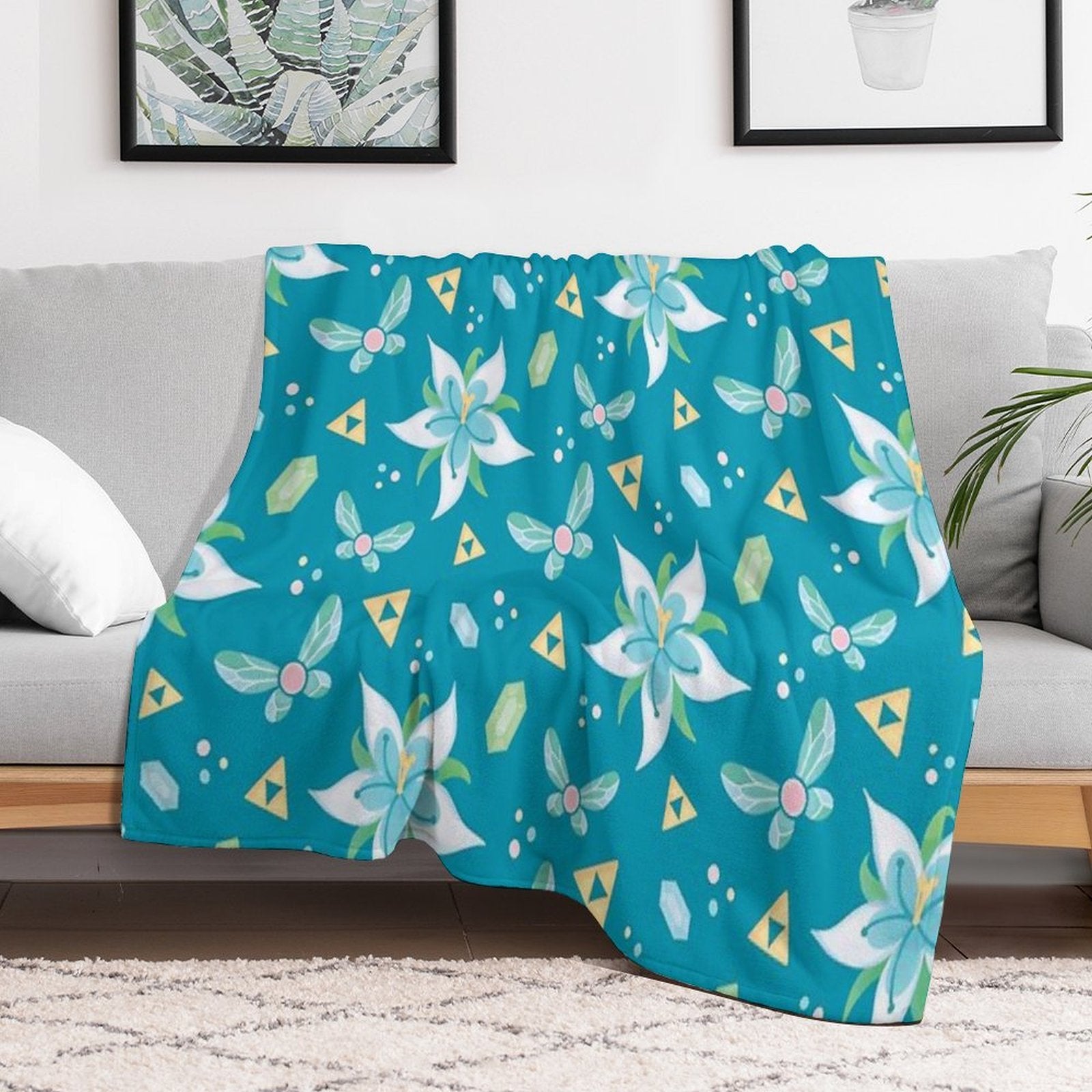 Silent Princess Pattern Blue V.2 Premium Throw Blanket