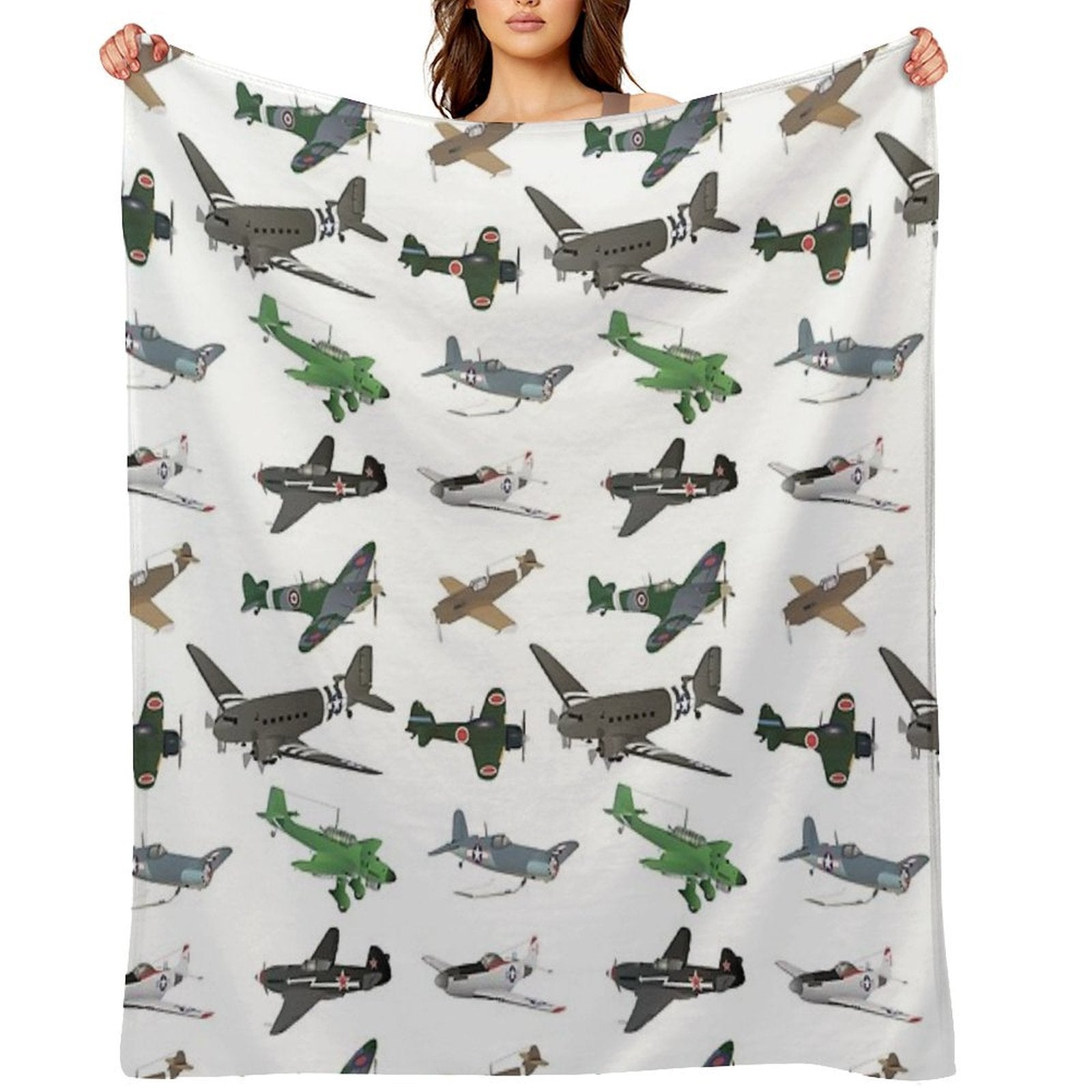 Multiple WW2 Airplanes Premium Throw Blanket