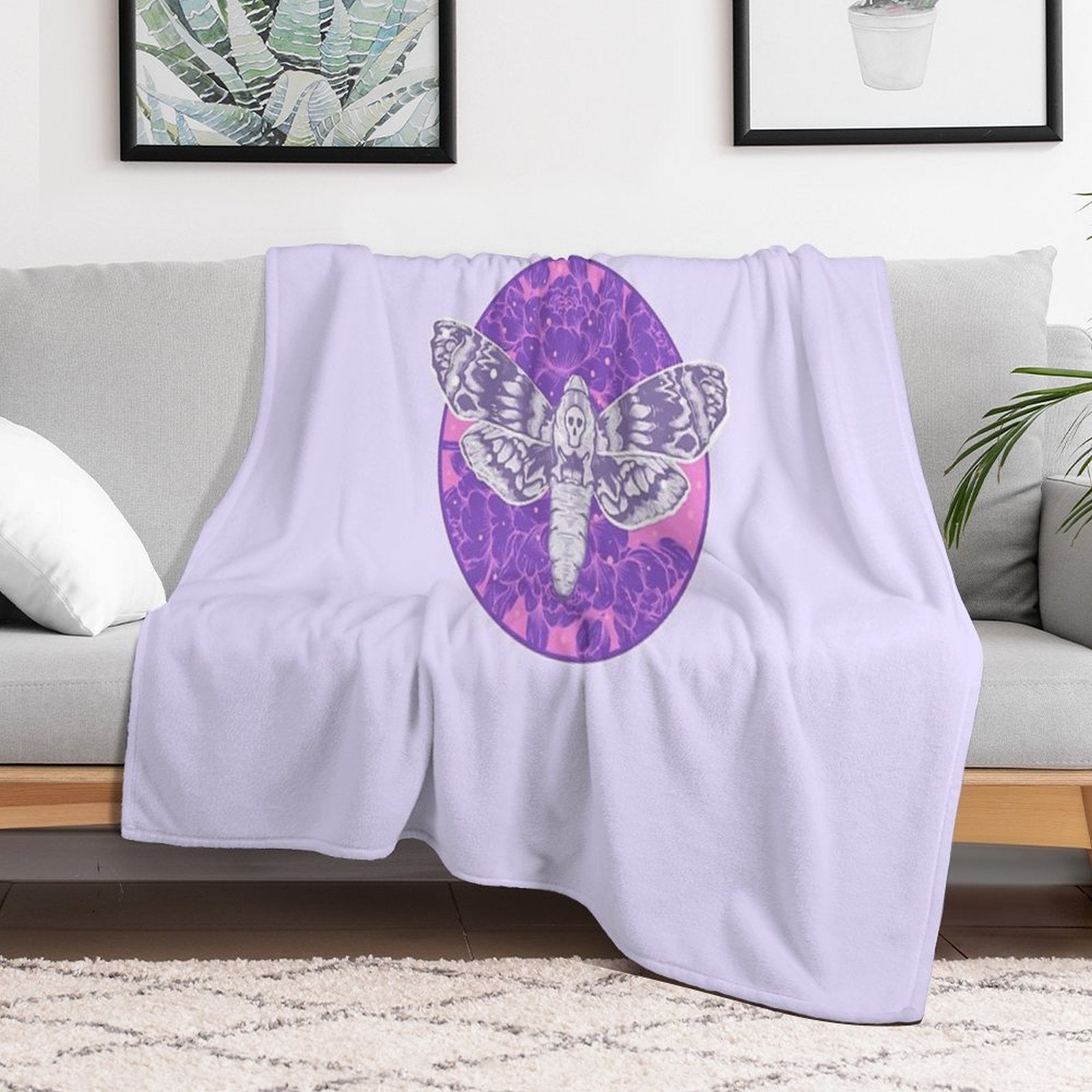 Death Moth Wrinkle-free Throw Blanket