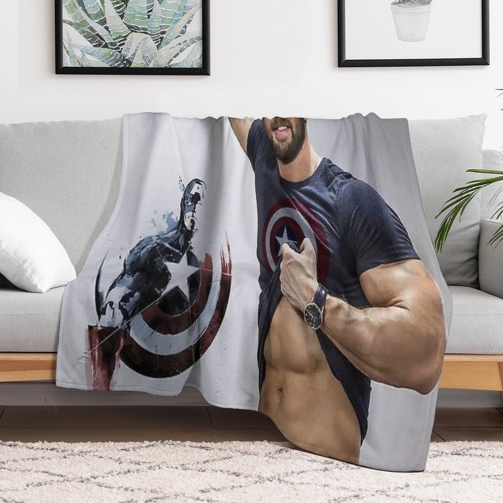 Chris Evans Wallpaper Travel-friendly Throw Blanket
