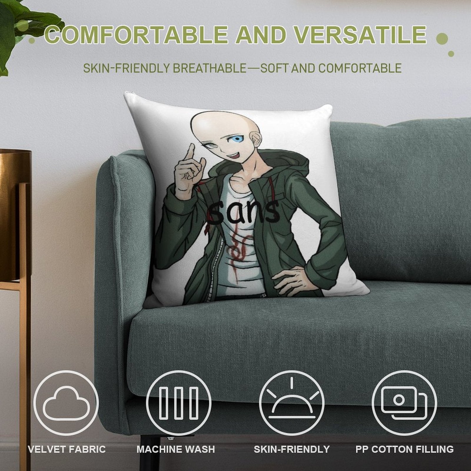 Komaeda Sans Soft Warmth Comfort Throw Pillow