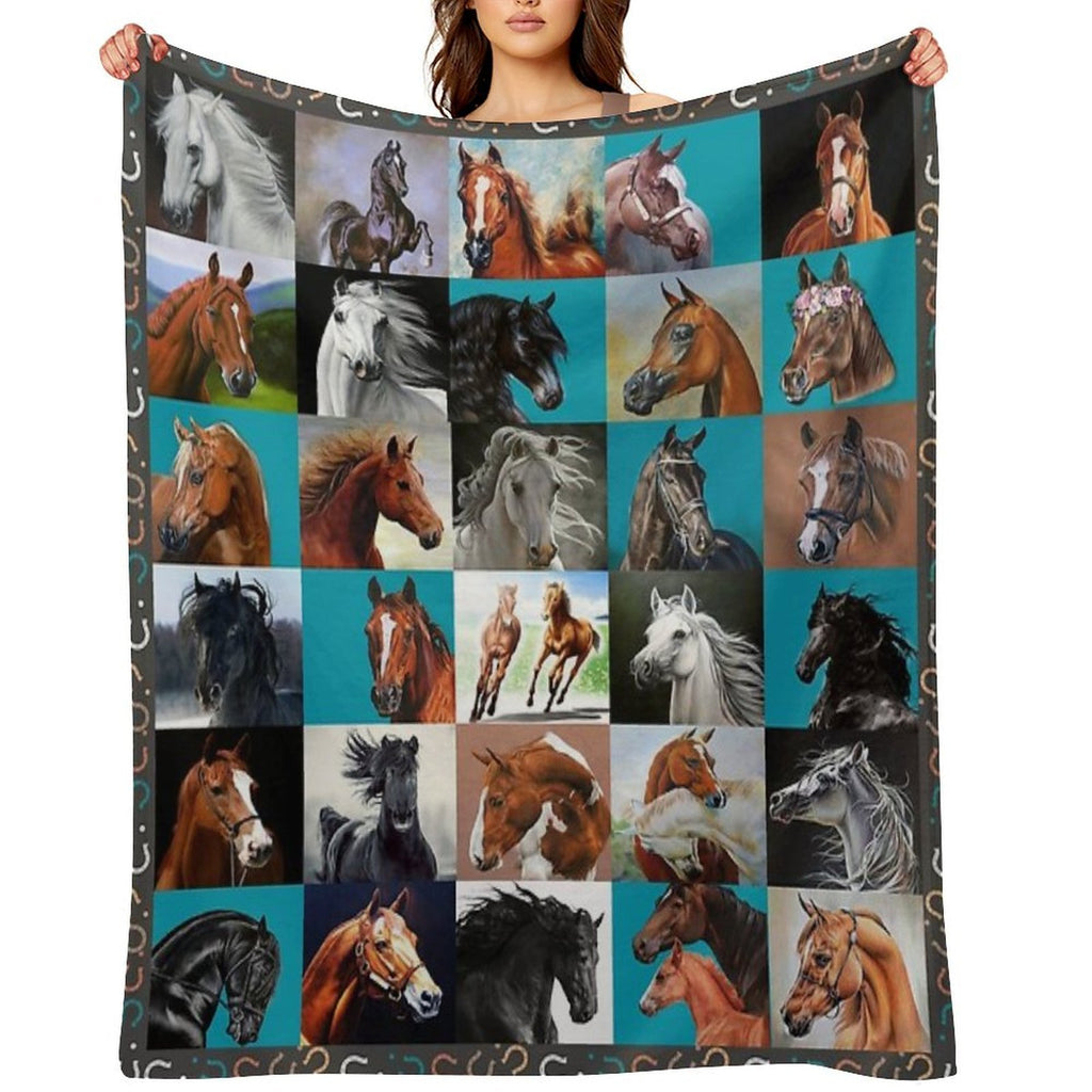 Horse Blanket Plush Throw Blanket