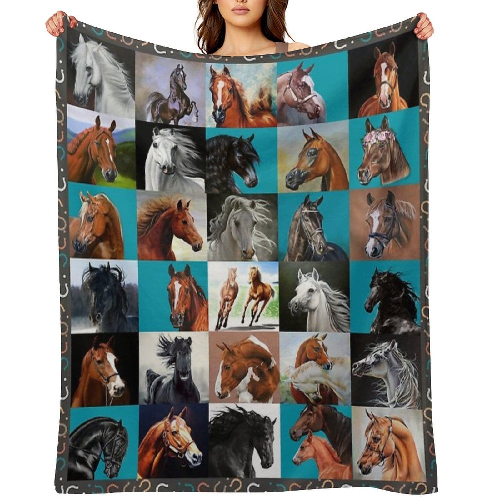 Horse Blanket Plush Throw Blanket