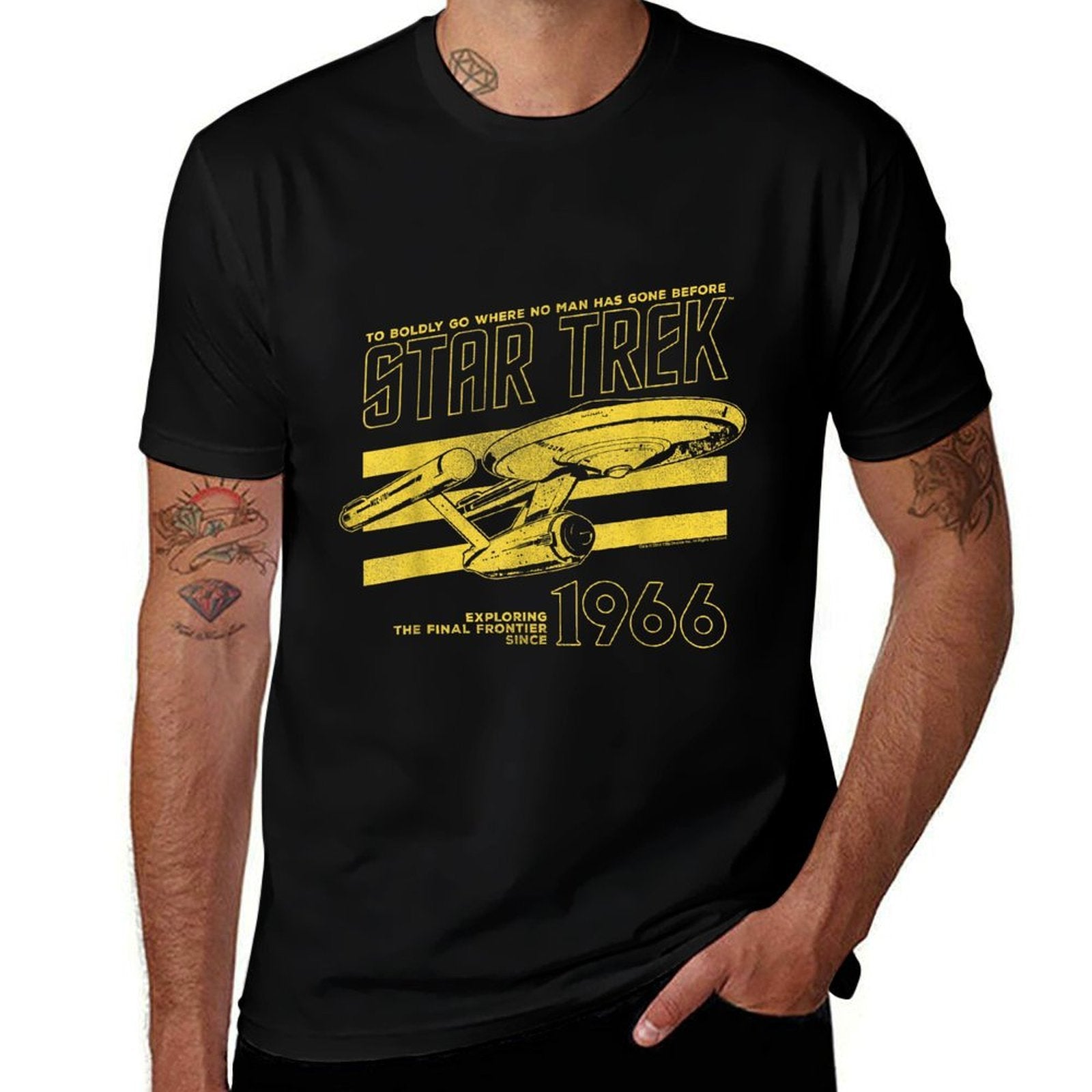 Star Trek The Original Series Enterprise 66 Collegiate  Fade-proof Color T-Shirt