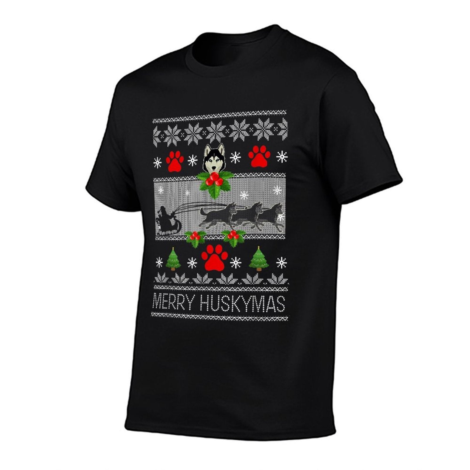 Christmas Siberian Husky Dog Husky Ugly Merry Huskymas  Graphic-printed T-Shirt