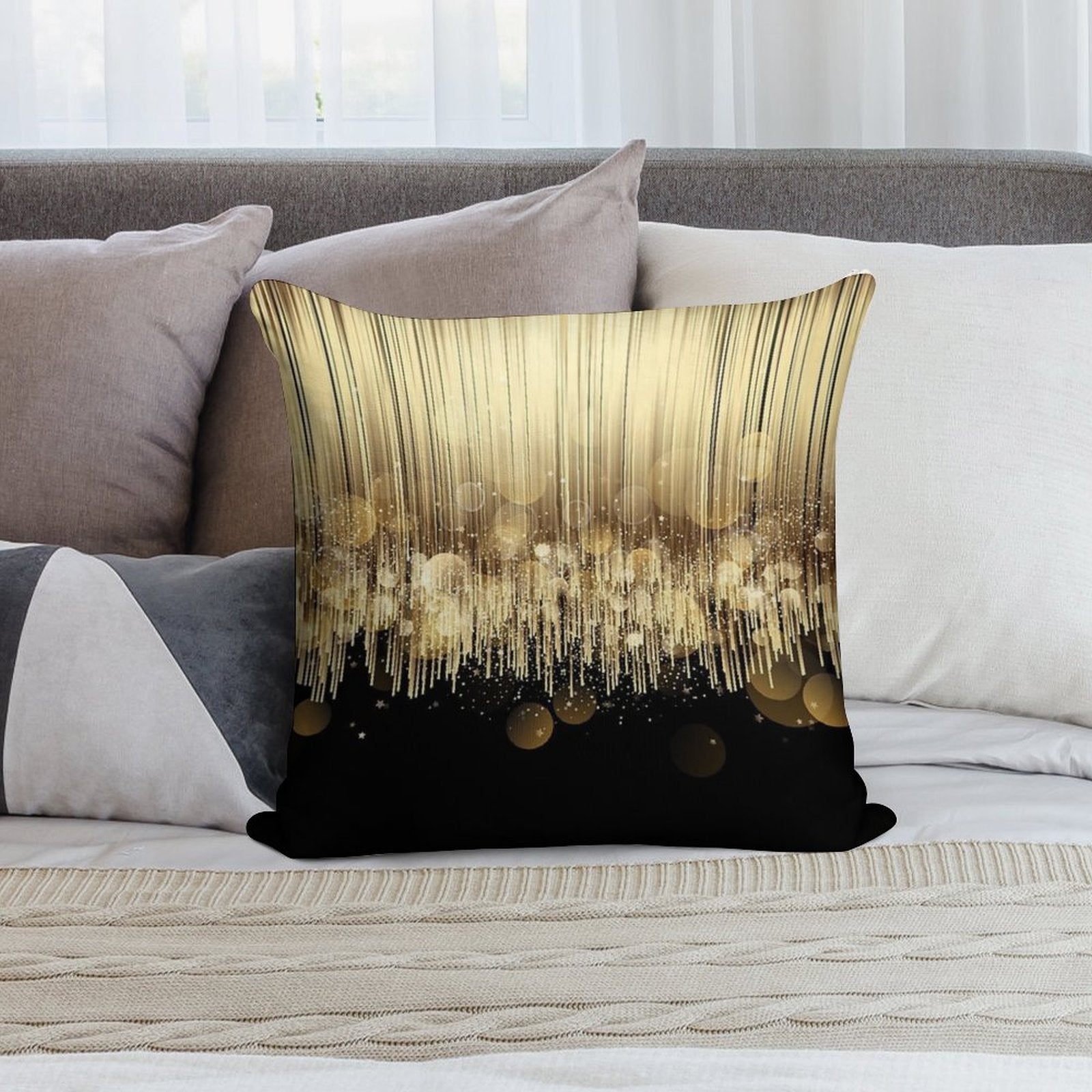 Black And Gold Soft Gift Ready Throw Pillow