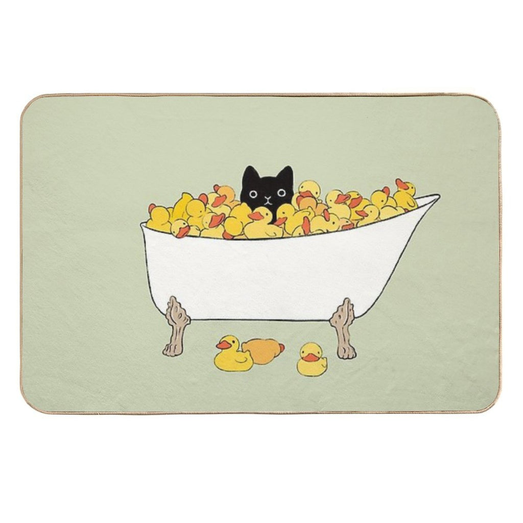 Black Kitty In Bathtub  Versatile Bath Mat