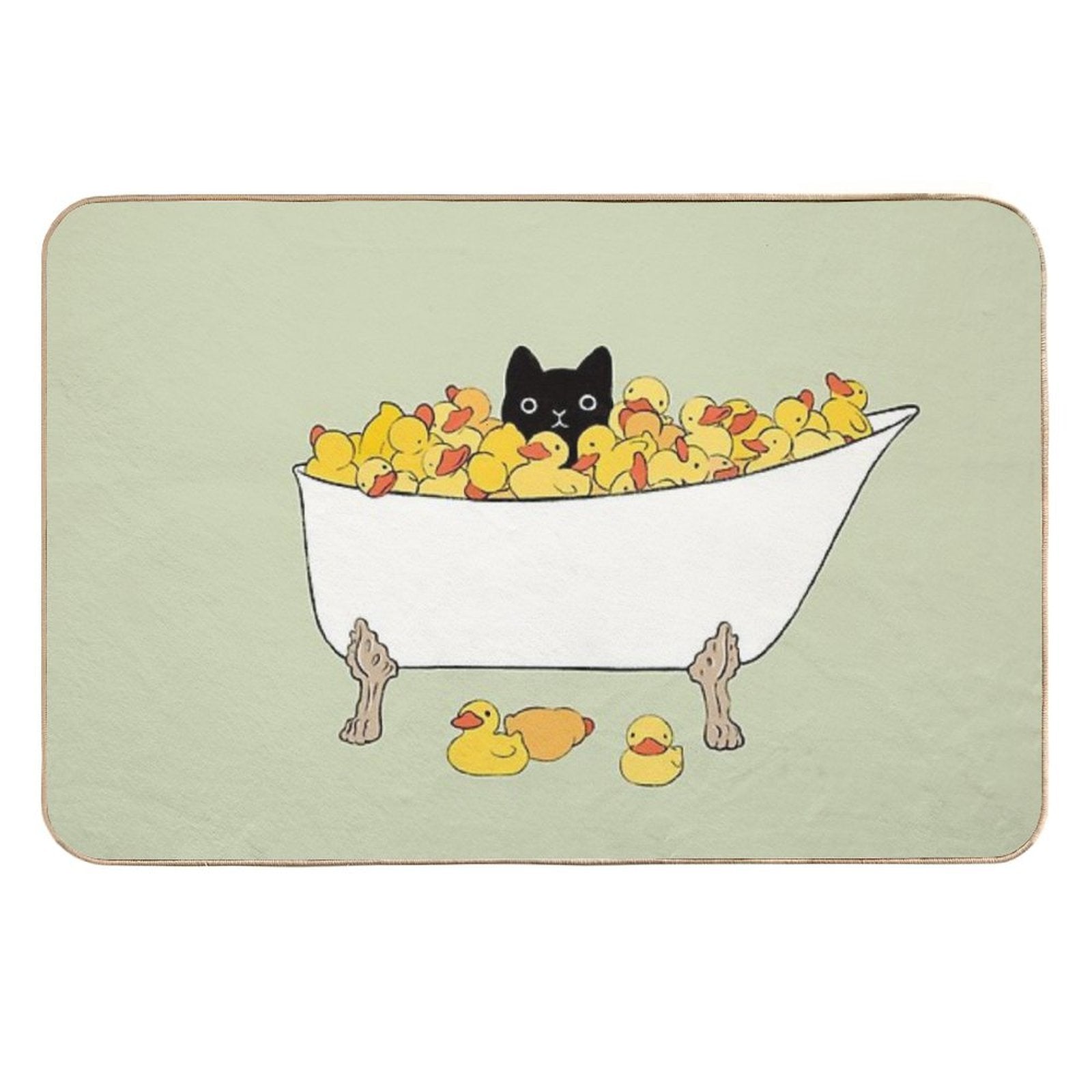 Black Kitty In Bathtub  Versatile Bath Mat