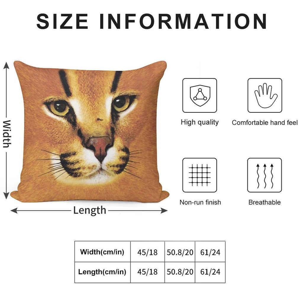 Big Floppa Face Soft Reinforced Edging Throw Pillow