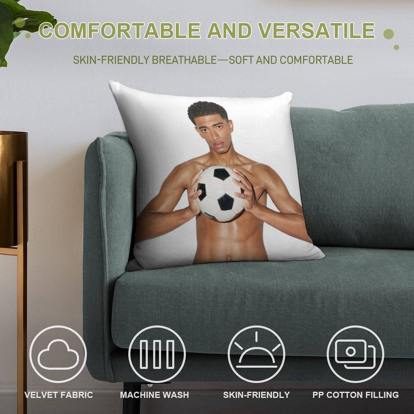 Jude Bellingham Soft Shrink-Resistant Throw Pillow