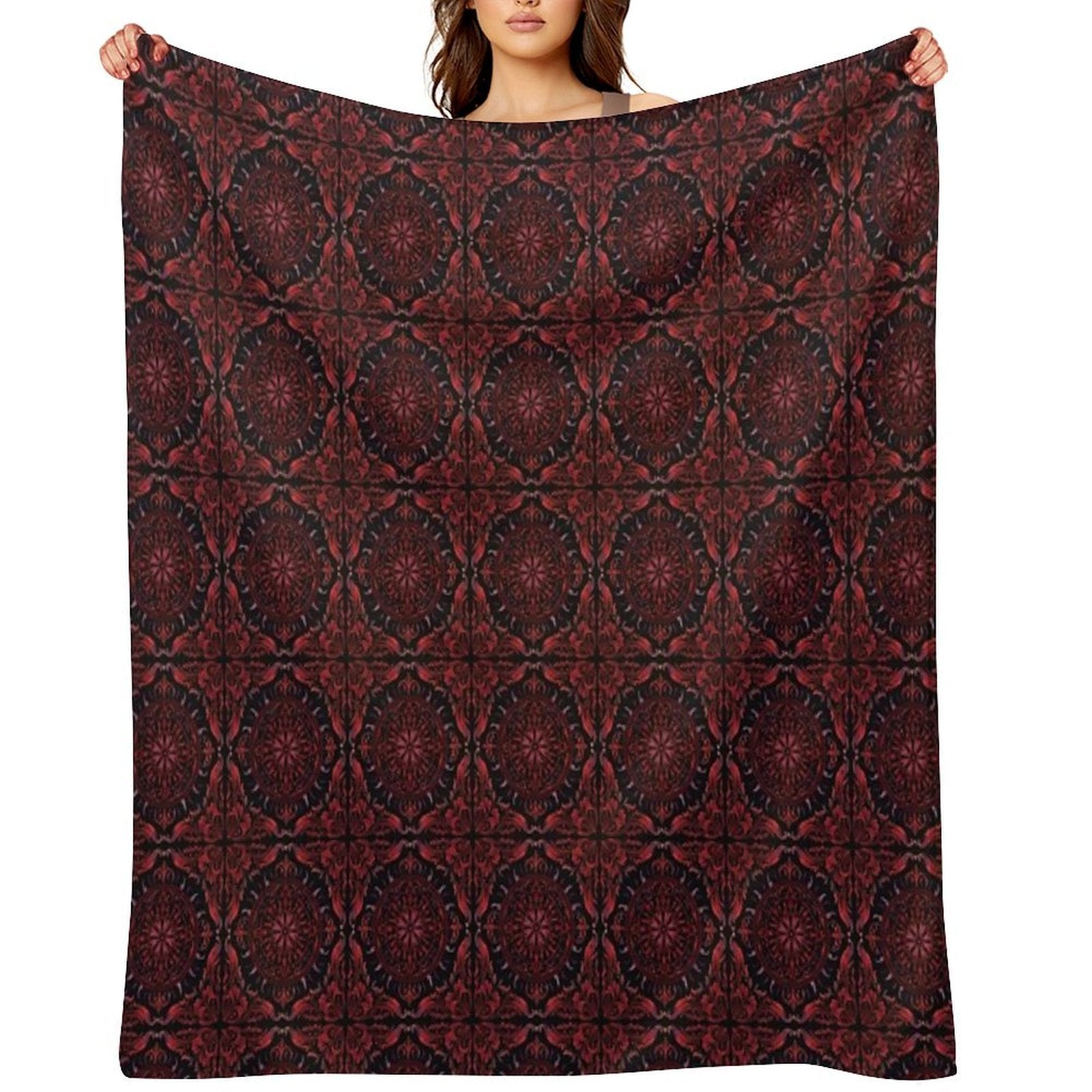 Gothic Vampire Pattern Sustainable Throw Blanket