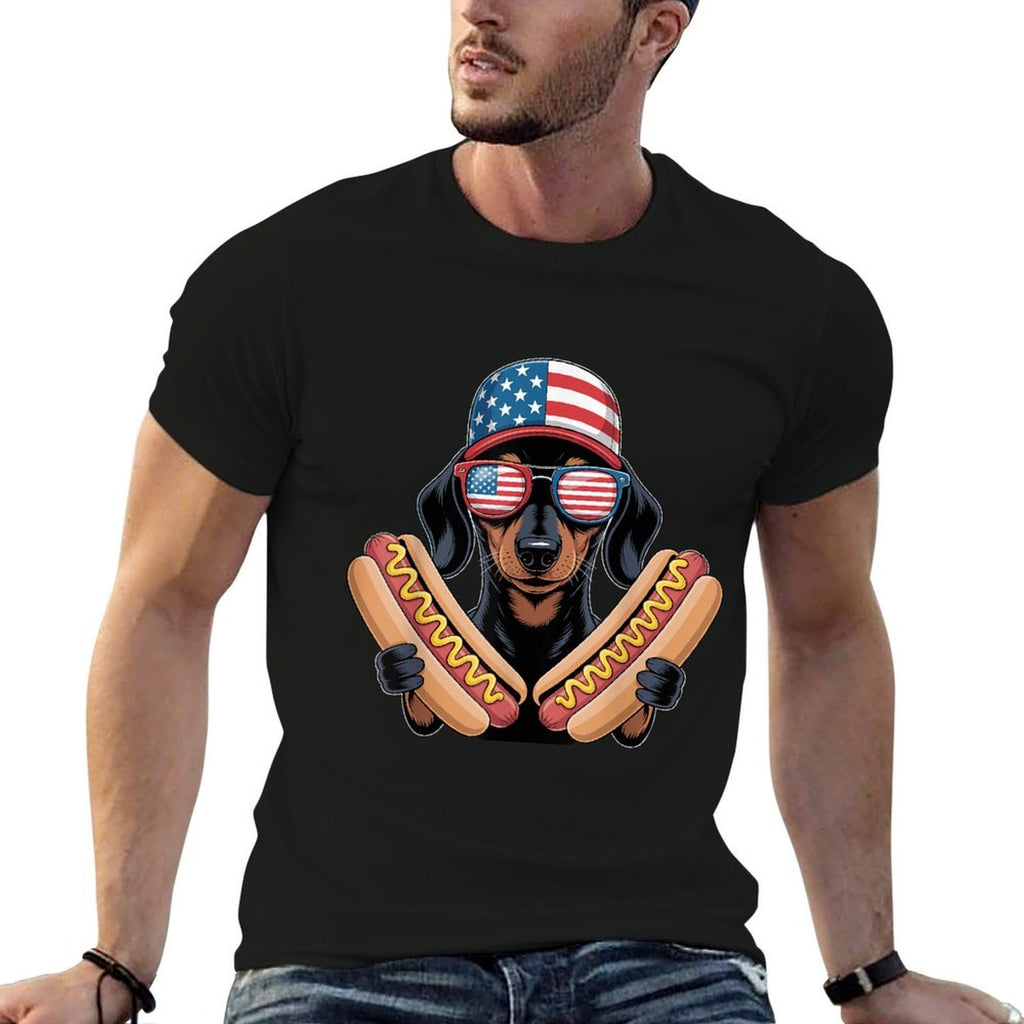 Funny Patriotic Dachshund 4th Of July Hotdog American  Quick-drying T-Shirt