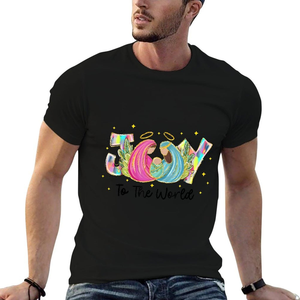 Joy To The World Nativity Baby Jesus Manger Christmas  Cotton T-Shirt