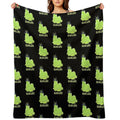 Slug Life Funny Green Slug Puns (Dark BG) Machine-washable Throw Blanket