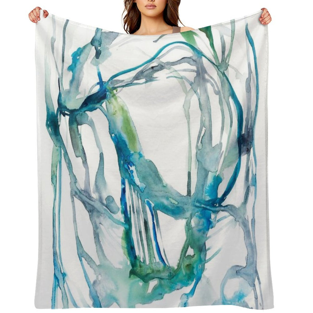 Blue Abstract Watercolor Painting Sustainable Throw Blanket