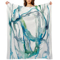 Blue Abstract Watercolor Painting Sustainable Throw Blanket