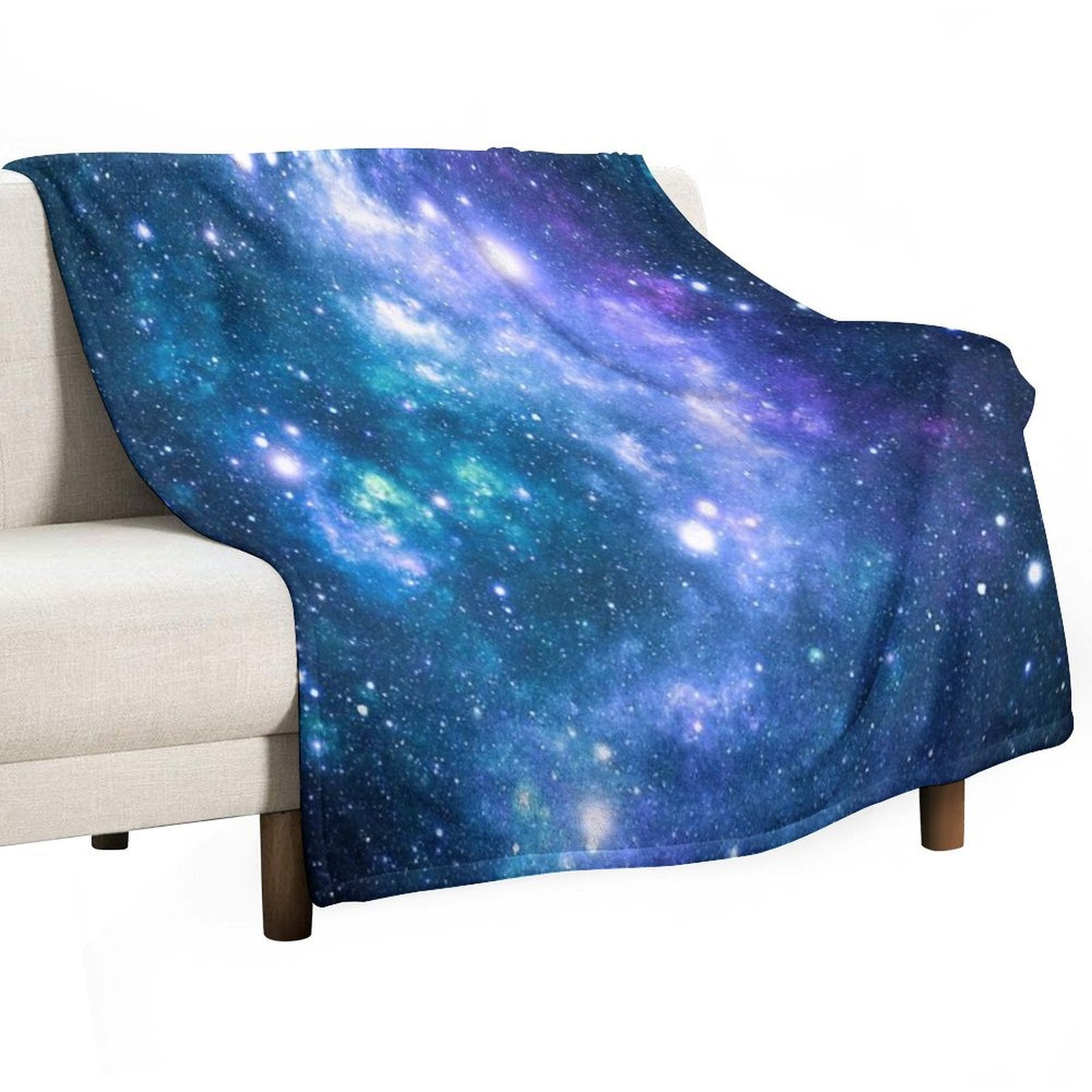 Turquoise Teal Purple Galaxy Nebula All-season Throw Blanket