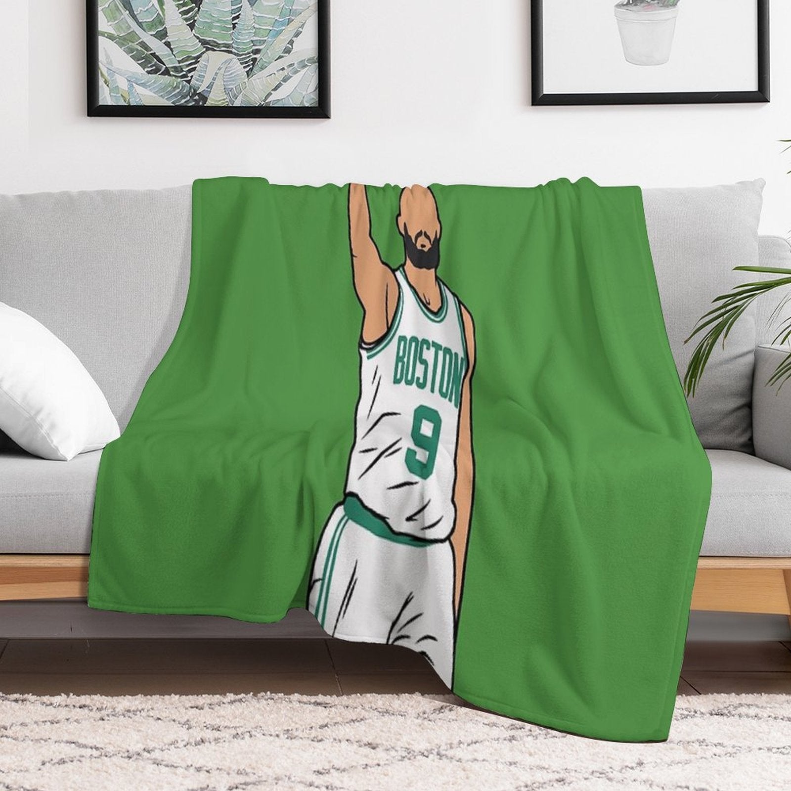 Derrick White 3 Point Celebration Eco-conscious Throw Blanket