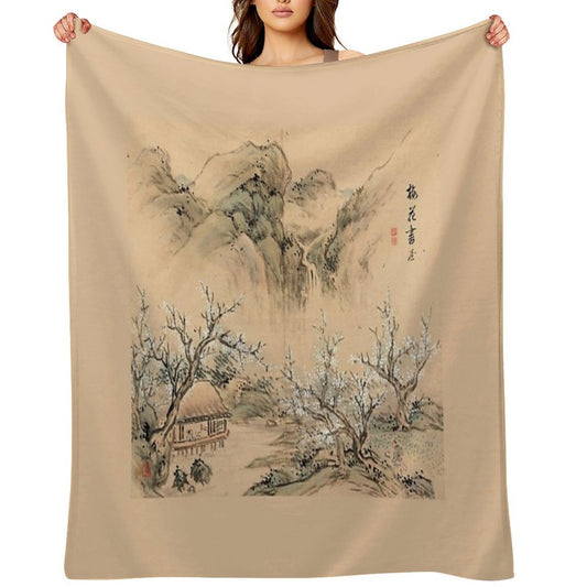 Landscapes of The Four Seasons-Spring (Restored Japanese Painting) Wrinkle-free Throw Blanket