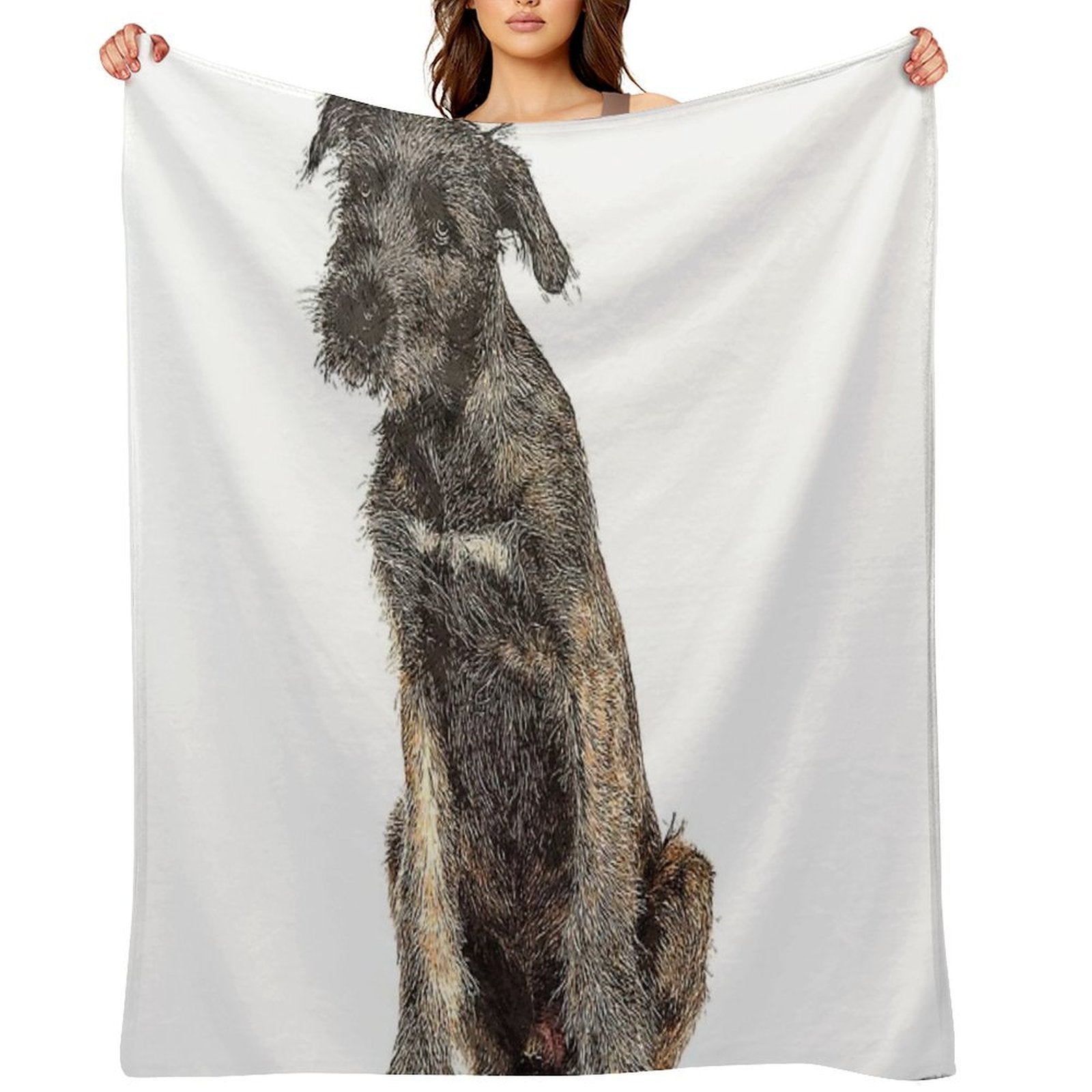 Super Cool Irish Wolfhound Dog - Custom Pet Portrait Art Studio Multi-functional Throw Blanket