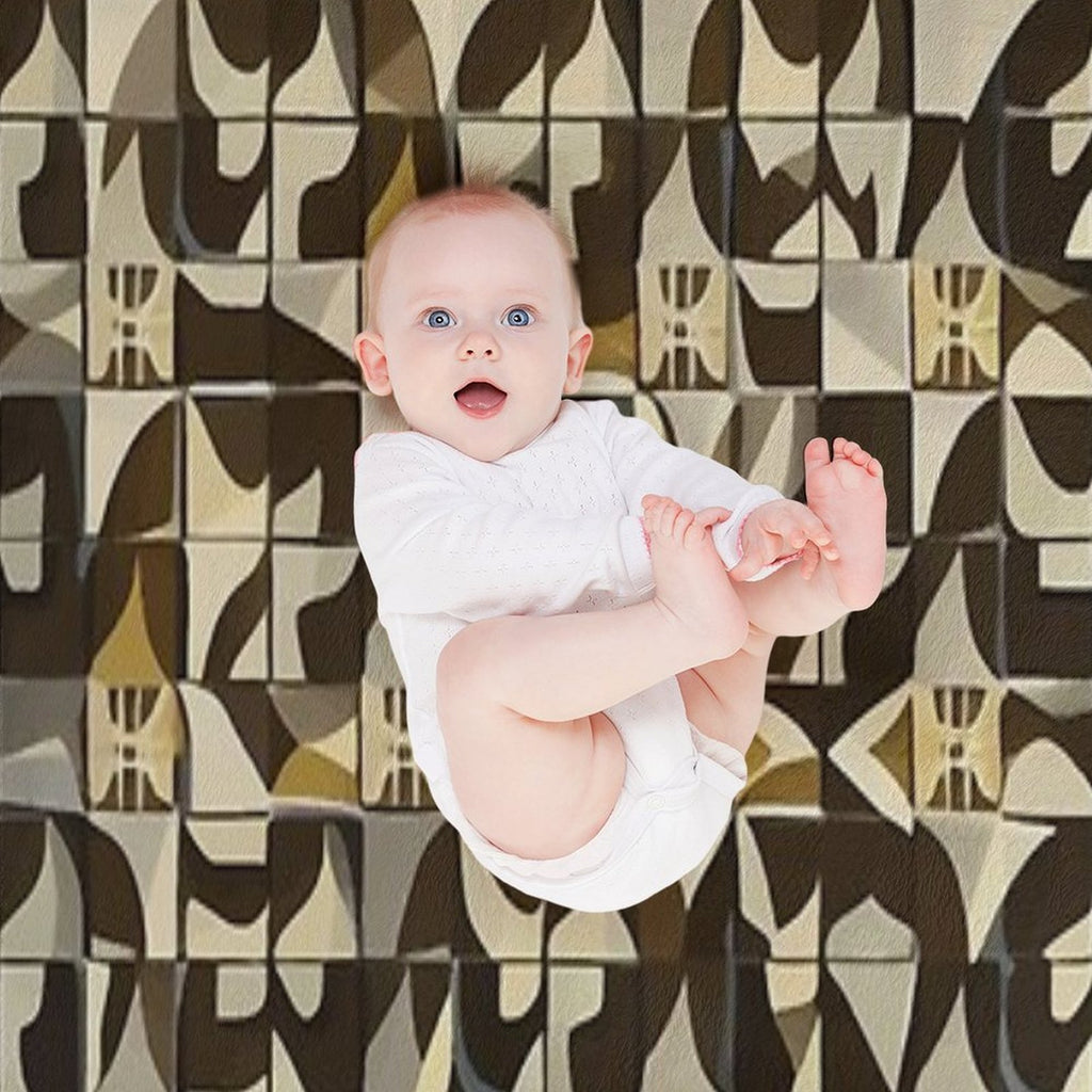 Retro Tile Pattern Brown Shades with Little White, Silver And Beige All-season Throw Blanket