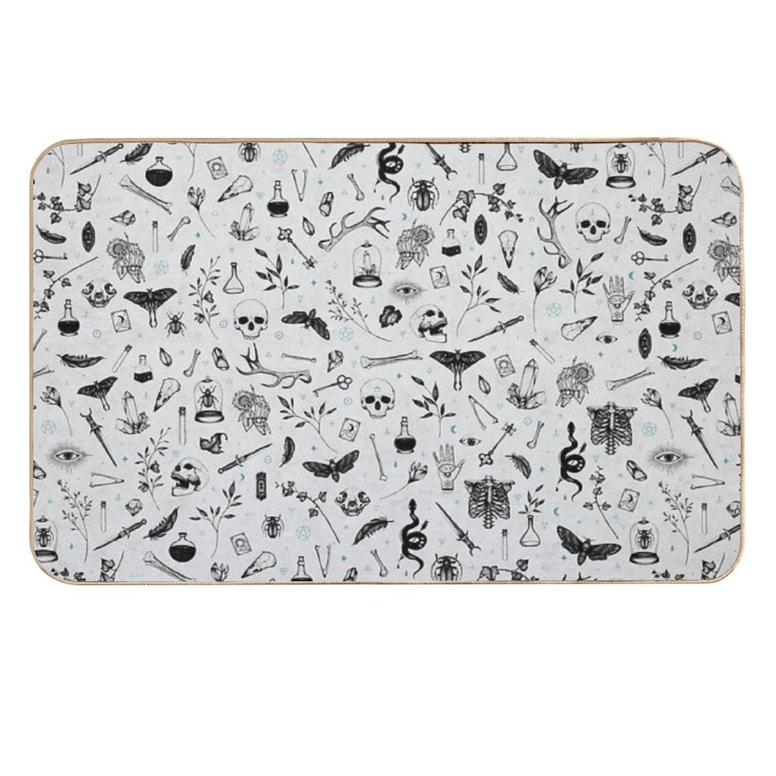 Black And Grey Witchy Pattern  Pet-Safe Bath Mat