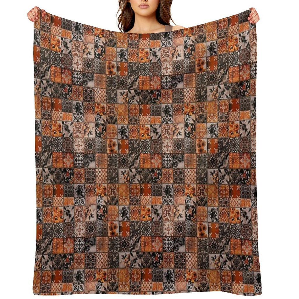 Orange Ornate Durable Throw Blanket
