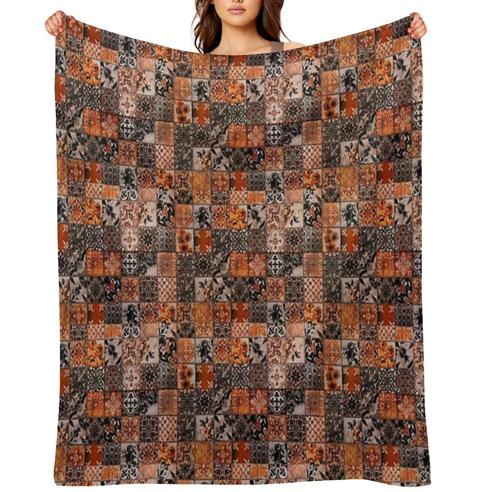 Orange Ornate Durable Throw Blanket