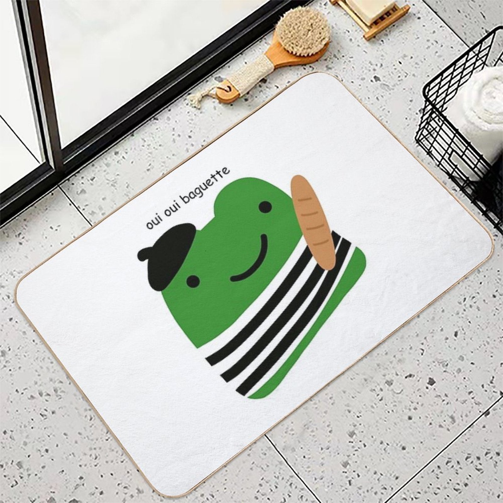 Oui Oui Baguette French Frog  Odorless Bath Mat