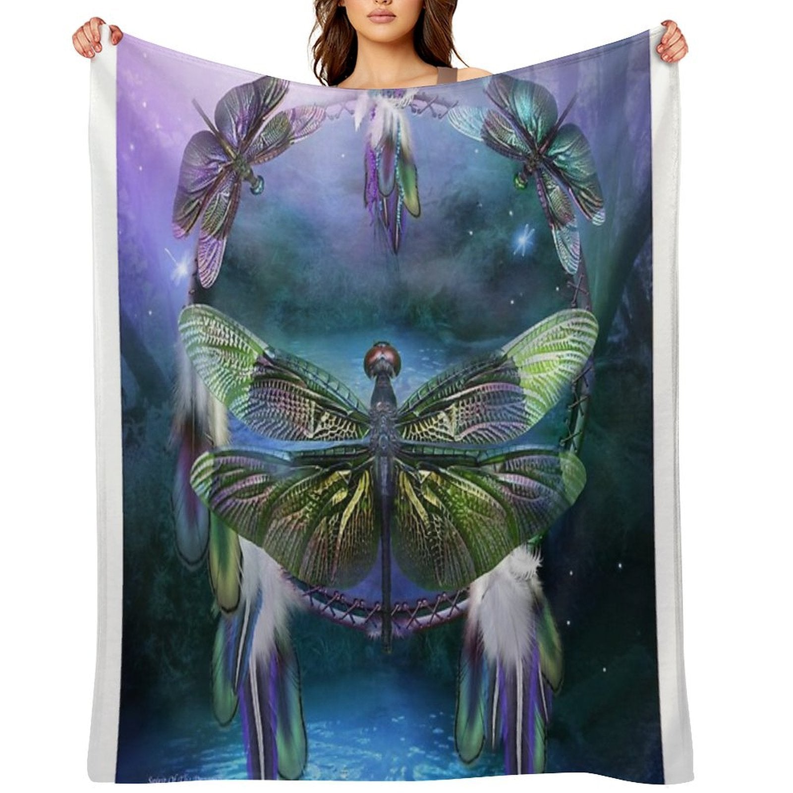 Dream Catcher - Spirit Of The Dragonfly Travel-friendly Throw Blanket