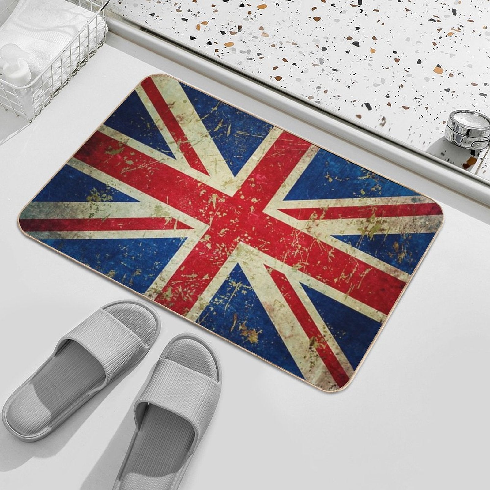 Grunge Union Jack - Scratched Metal Effect  Odorless Bath Mat