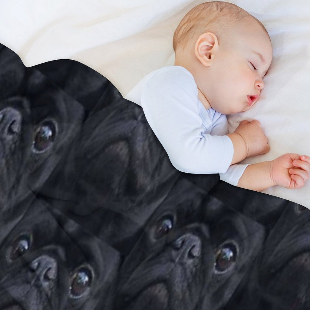 Black Pug Dog Face Velvety-soft Throw Blanket