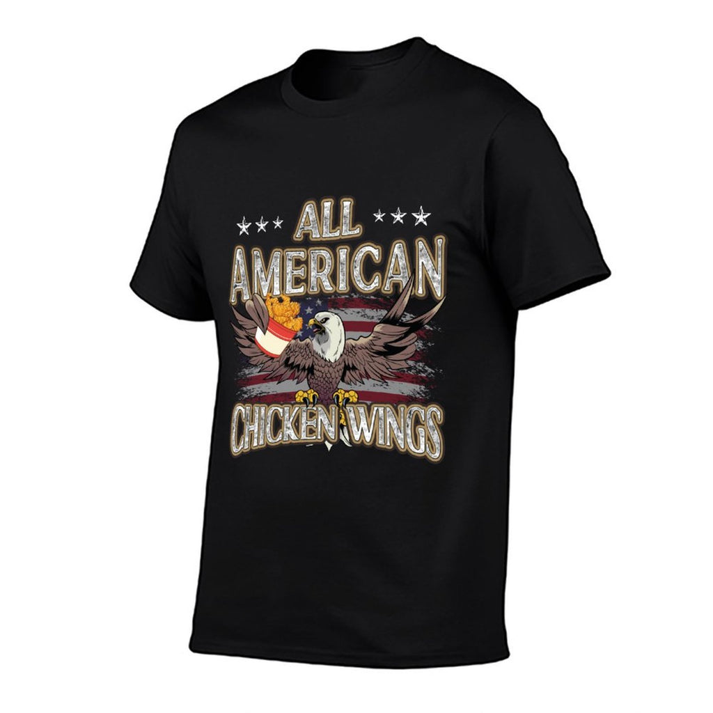 All Patriotic Chicken Wings American USA 4th of July  Rolled Sleeves T-Shirt