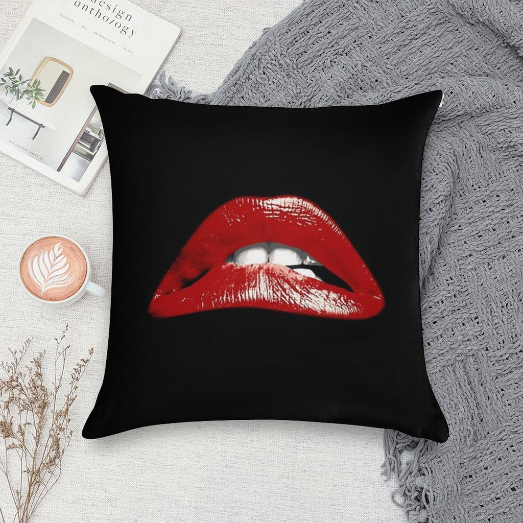 Rocky Lips Soft Short Plush Fabric Throw Pillow