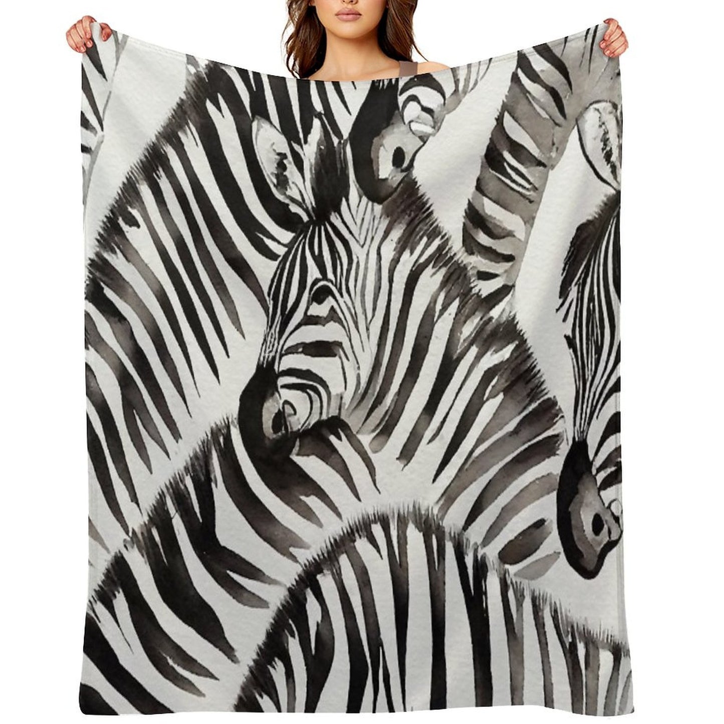 Zebra Watercolor Print, Animal Print, Durable Throw Blanket