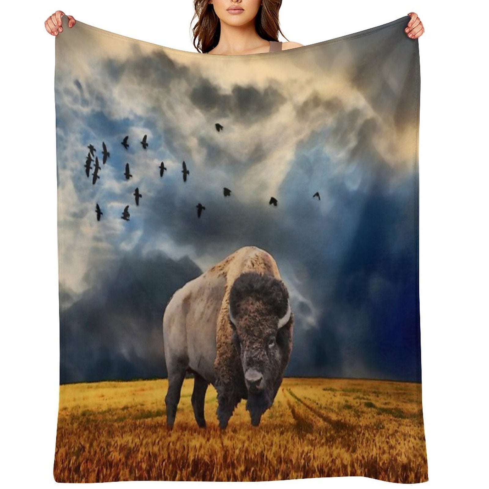 Buffalo On The Plains Travel-friendly Throw Blanket