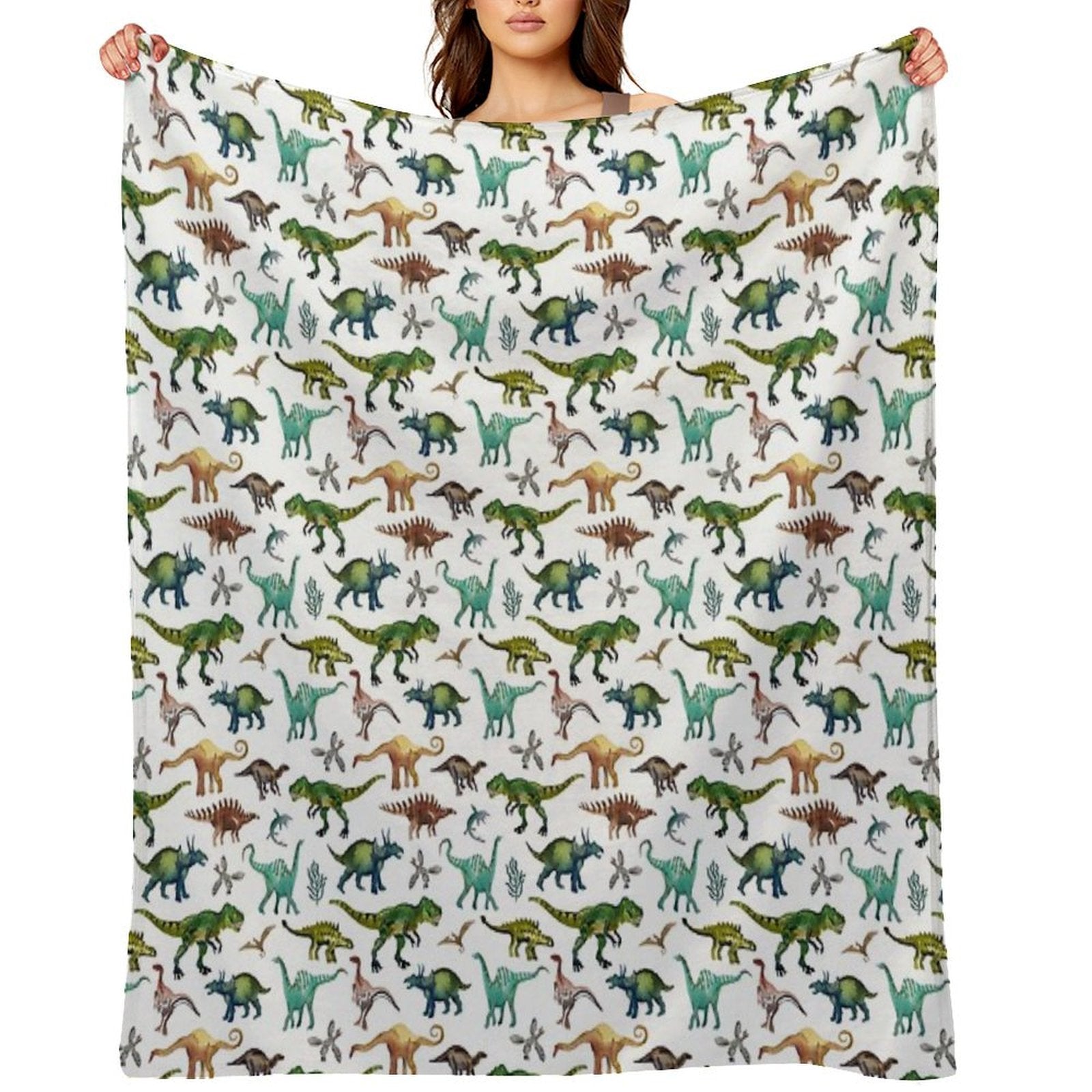 Dino-Mite Dreams for Kids  Trendy Dinosaur Pattern  Unique Gift Idea. Travel-friendly Throw Blanket