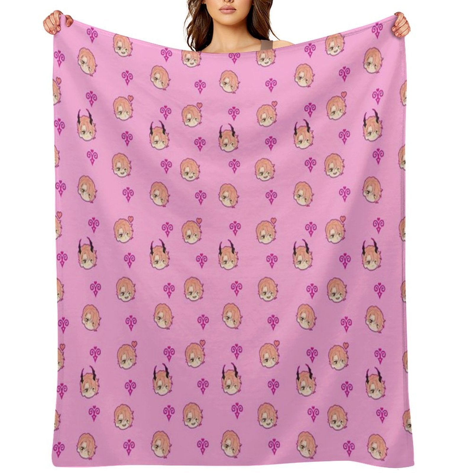 Obey Me - Asmo Pattern Travel-friendly Throw Blanket